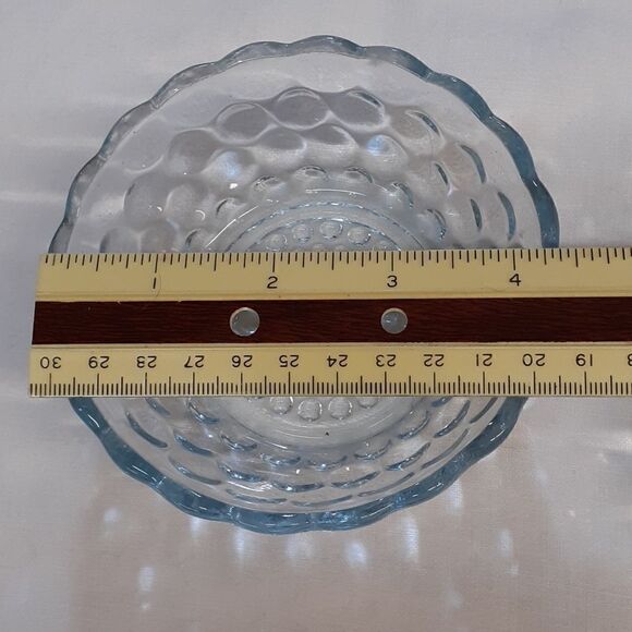 ANCHOR HOCKING BUBBLE SAPPHIRE BLUE - 6 pc set plates, saucer, bowls - Picture 5 of 11